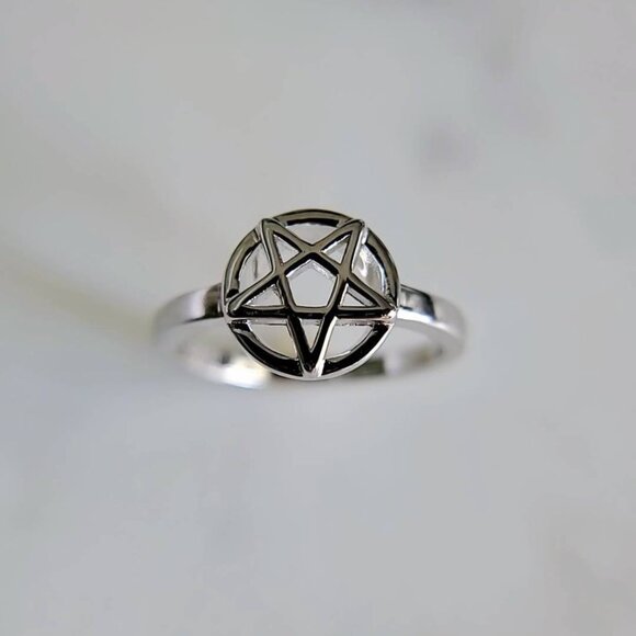 Pentagram Ring, Solid Sterling Silver Women Ring, Gothic Celtic 5 Point Star, - Picture 9 of 9